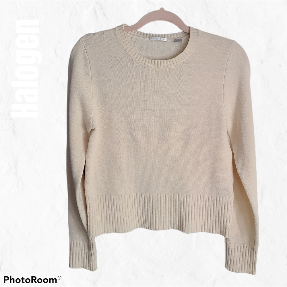 Bone/Ivory Halogen Crew Neck Sweater